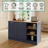 Ginger Kitchen Island with Spacious Countertop, Three Open Storage Shelves, Dual Cabinet Doors with Interior Shelves and Functional Floorstanding Design for Enhanced Organization, Meal Prep Efficiency and Modern Kitchen Appeal