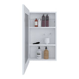 TUHOME Juno 25.7-Inch High by 15.7-Inch Wide Narrow Mirror Medicine Cabinet with One Door and Three Interior Shelves, Wall-Mounted Storage Organizer for Bathroom or Kitchen, Compact Modern Cabinet for Essentials