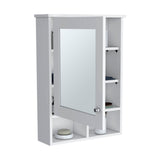 TUHOME Vina Medicine Cabinet with Mirrored Door, Three Concealed Interior Shelves and Two Open Lower Shelves, Wall-Mounted Organizer for Bathrooms, Kitchens or Mudrooms, Modern Space-Saving Storage for Daily Essentials