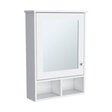 TUHOME Vina Medicine Cabinet with Mirrored Door, Three Concealed Interior Shelves and Two Open Lower Shelves, Wall-Mounted Organizer for Bathrooms, Kitchens or Mudrooms, Modern Space-Saving Storage for Daily Essentials