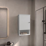 TUHOME Bathbi Medicine Cabinet with Single Door, Two Interior Shelves and Open Storage Shelf, Wall-Mounted Space-Saving Design for Organized Bathroom Essentials, Practical Everyday Functionality for Modern Home Use