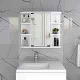 Tuhome Milan Medicine Cabinet with Six External Shelves, Mirror, Three Internal Shelves, Modern Bathroom Storage Solution