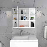 Tuhome Milan Medicine Cabinet with Six External Shelves, Mirror, Three Internal Shelves, Modern Bathroom Storage Solution