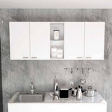 Tuhome Portofino 150 Wall Cabinet with Double Doors, Two External Shelves, Two Interior Shelves, Built-in Dish Rack
