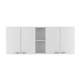 Tuhome Portofino 150 Wall Cabinet with Double Doors, Two External Shelves, Two Interior Shelves, Built-in Dish Rack