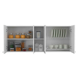 Tuhome Portofino 150 Wall Cabinet with Double Doors, Two External Shelves, Two Interior Shelves, Built-in Dish Rack