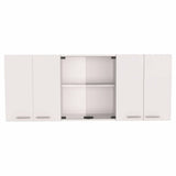 Tuhome Superior 150 Wall Cabinet with Glass, Four Interior Shelves, Two Double Doors, Built-in Dish Rack, Modern Design for Kitchen Storage and Organization