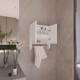 TUHOME Optim Medicine Cabinet with Two Interior Shelves and Integrated Towel Holder, Compact Wall-Mounted Storage Organizer for Bathrooms, Kitchens or Mudrooms, Space-Saving Solution for Toiletries and Everyday Essentials