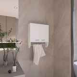 TUHOME Optim Medicine Cabinet with Two Interior Shelves and Integrated Towel Holder, Compact Wall-Mounted Storage Organizer for Bathrooms, Kitchens or Mudrooms, Space-Saving Solution for Toiletries and Everyday Essentials