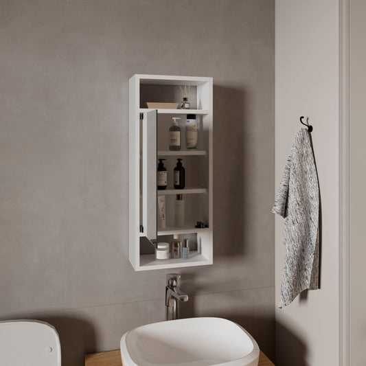 Uros Wall-Mounted Mirror Medicine Cabinet with One Door and Interior Storage Shelves, Space-Saving Bathroom Organizer for Toiletries, Medicines, and Personal Care Items, Sleek Modern Design