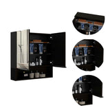 Tuhome Jaspe Mirror Cabinet with Three Internal Shelves, One Open Shelf, Double Door Cabinet, Elegant White Finish for Bathroom Storage