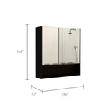 Tuhome Jaspe Mirror Cabinet with Three Internal Shelves, One Open Shelf, Double Door Cabinet, Elegant White Finish for Bathroom Storage