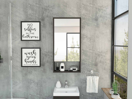 Tuhome Mariana Medicine Cabinet with Mirror, One External Shelf, Two Interior Shelves, Modern Design for Bathroom Storage and Organization