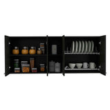 Tuhome Portofino 150 Wall Cabinet with Double Doors, Two External Shelves, Two Interior Shelves, Built-in Dish Rack
