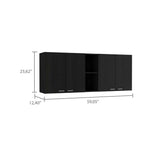 Tuhome Portofino 150 Wall Cabinet with Double Doors, Two External Shelves, Two Interior Shelves, Built-in Dish Rack