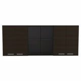 Tuhome Superior 150 Wall Cabinet with Glass, Four Interior Shelves, Two Double Doors, Built-in Dish Rack, Modern Design for Kitchen Storage and Organization