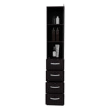 Tuhome Vanguard Linen Cabinet with Three Open Shelves, Four Spacious Drawers, Glass-Door Enclosed Storage, Modern Bathroom Organizer for Towels, Toiletries, Linens, and Everyday Essentials