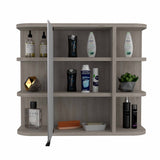 Tuhome Milan Medicine Cabinet with Six External Shelves, Mirror, Three Internal Shelves, Modern Bathroom Storage Solution