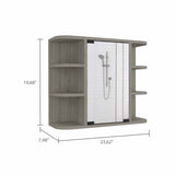 Tuhome Milan Medicine Cabinet with Six External Shelves, Mirror, Three Internal Shelves, Modern Bathroom Storage Solution