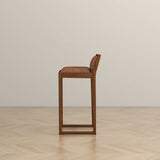 Gavin 25'' Solid Wood Genuine Leather Counter Stool