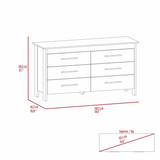Tuhome HMS 6 Drawer Double Dresser with Four Legs, Spacious Drawers, Superior Top, Modern Design for Bedroom Storage and Organization