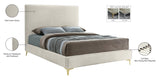 Geri Black Velvet Bed with Stylish Piping & Dual Gold/Chrome Legs for Contemporary Elegance