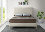 Geri Black Velvet Bed with Stylish Piping & Dual Gold/Chrome Legs for Contemporary Elegance