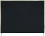 Geri Black Velvet Bed with Stylish Piping & Dual Gold/Chrome Legs for Contemporary Elegance