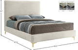 Geri Black Velvet Bed with Stylish Piping & Dual Gold/Chrome Legs for Contemporary Elegance