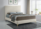 Geri Black Velvet Bed with Stylish Piping & Dual Gold/Chrome Legs for Contemporary Elegance