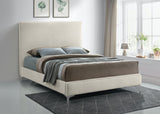 Geri Black Velvet Bed with Stylish Piping & Dual Gold/Chrome Legs for Contemporary Elegance