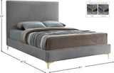 Geri Black Velvet Bed with Stylish Gold & Chrome Legs, Piped Headboard for Modern Elegance