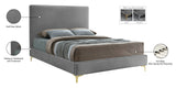 Geri Black Velvet Bed with Stylish Gold & Chrome Legs, Piped Headboard for Modern Elegance