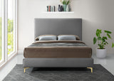 Geri Black Velvet Bed with Stylish Gold & Chrome Legs, Piped Headboard for Modern Elegance