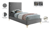 Geri Black Velvet Bed with Stylish Gold & Chrome Legs, Piped Headboard for Modern Elegance