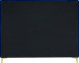 Geri Black Velvet Bed with Chic Piping and Gold & Chrome Legs for a Modern Bedroom Oasis