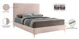 Geri Black Velvet Bed with Piping and Gold & Chrome Legs for a Stylish Contemporary Bedroom Design