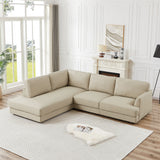 Glander Cream Leather Sectional Sofa Left Facing