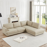 Glander Cream Leather Sectional Sofa Right Facing