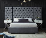 Grande Velvet Bed with Button Tufted Headboard – Stylish Modern Design for Luxurious Bedroom Decor