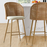 Grasse 29" Beige Rattan Upholstered Bar Stool (Set of 4)