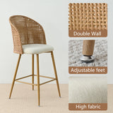 Grasse 29" Beige Rattan Upholstered Bar Stool (Set of 4)