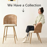 Grasse 29" Beige Rattan Upholstered Bar Stool (Set of 4)