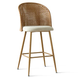 Grasse 29" Beige Rattan Upholstered Bar Stool (Set of 4)