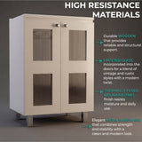 Haysi Bathroom Vanity Cabinet with 2 frosted glass Doors, Resin Sink and 2 Interior Shelves Cabinet, Compact Vintage and Modern Bathroom Vanity