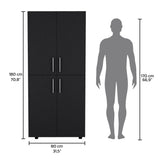 Hazel 70-Inch High Four-Door Armoire Wardrobe Closet Cabinet with Six Storage Shelves, Dual Hanging Rods, Multi-Section Clothing Organizer for Bedroom, Living Room or Home Organization and Freestanding Wardrobe Storage