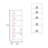 TUHOME Home 2-Door Bookcase with Dual Enclosed Shelves and Three Open Display Tiers Offering Modern Vertical Storage, Concealed Organization and Durable Engineered Wood Construction for Living Rooms, Offices and Bedrooms