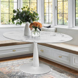 Harris 59" Modern Large Oval Faux Marble Dining Table