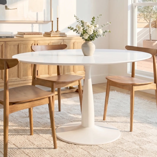 Harris 59" Modern Large Oval White Dining Table