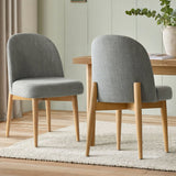 Havana Linen Upholstered Dining Chair with Solid Wood Legs (Set of 8)